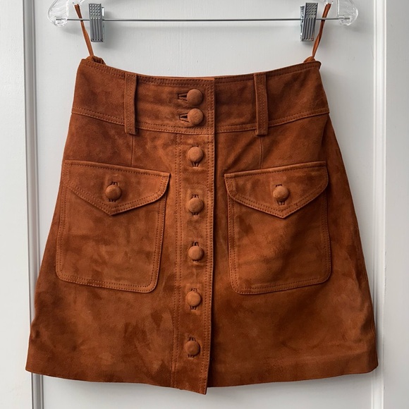 🌟NEW🌟 Sézane Bettie Suede Skirt in Camel - Picture 6 of 10